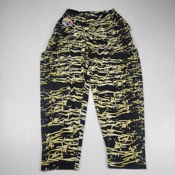 Vintage 90s Zubaz Pittsburgh Steelers Pants Men Medium Parachute Joggers NFL - Picture 1 of 13